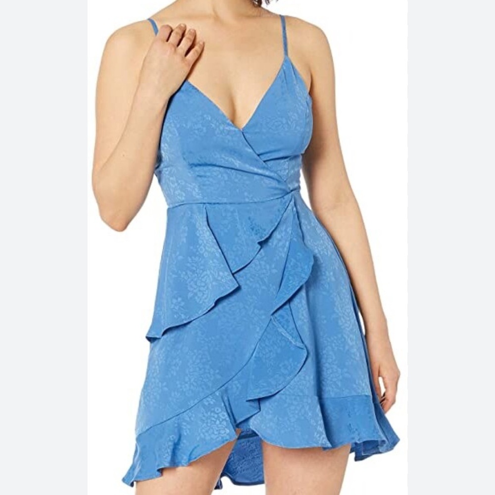 BCBGeneration Blue Ruffled Wrap Mini Dress